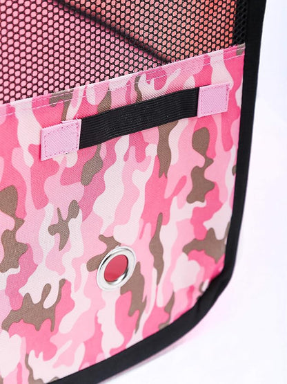 Pawer 45”×24” 8-Panel Foldable Pet Playpen, Pink Camouflage Pattern, Personalize Fabric Piece Available, for Cat/Dog/Puppy, 600D Oxford Cloth Portable Indoor & Outdoor Kennel with Carry Bag