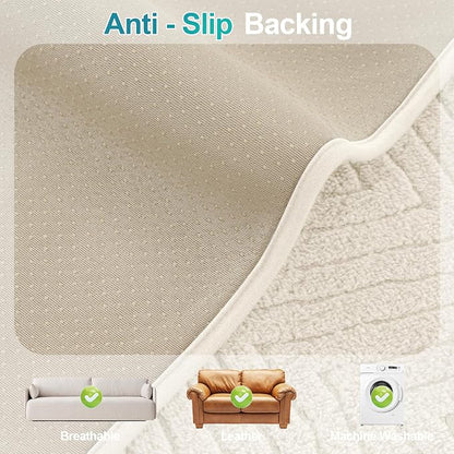 Turquoize Waterproof Couch Cover for Dogs Fuzzy Pet Couch Covers for Sofa Thick Dog Bed Cover Non-Slip Sofa Covers for 3 Cushion Couch Protector Slipcover Pet Friendly (Beige, 36" x 63")