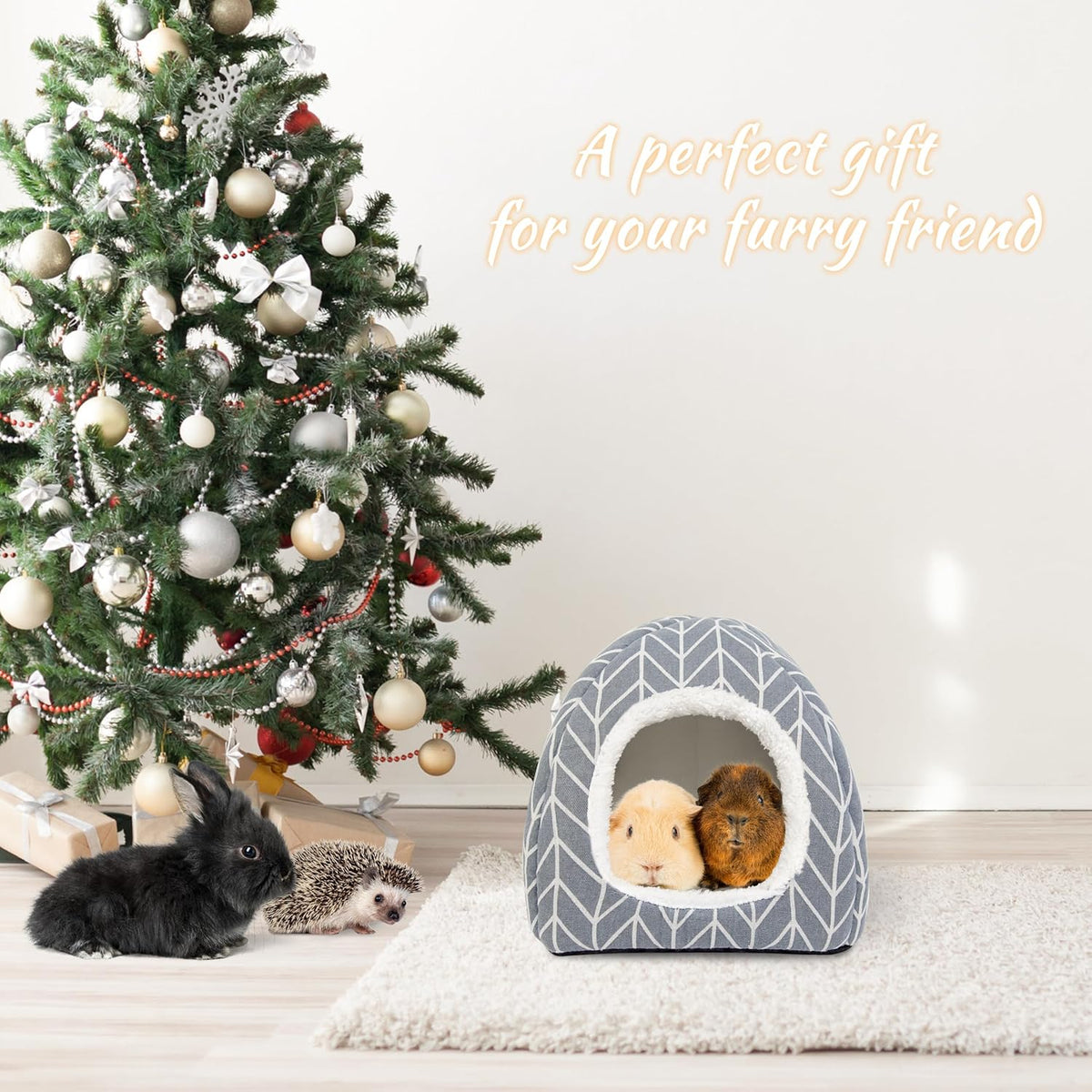 2 Pack Guinea Pig Hideout Bed Rabbit House Cave Accessories Cozy Hide-Out for Bunny Hedgehog Ferret Chinchilla&Other Small Animals