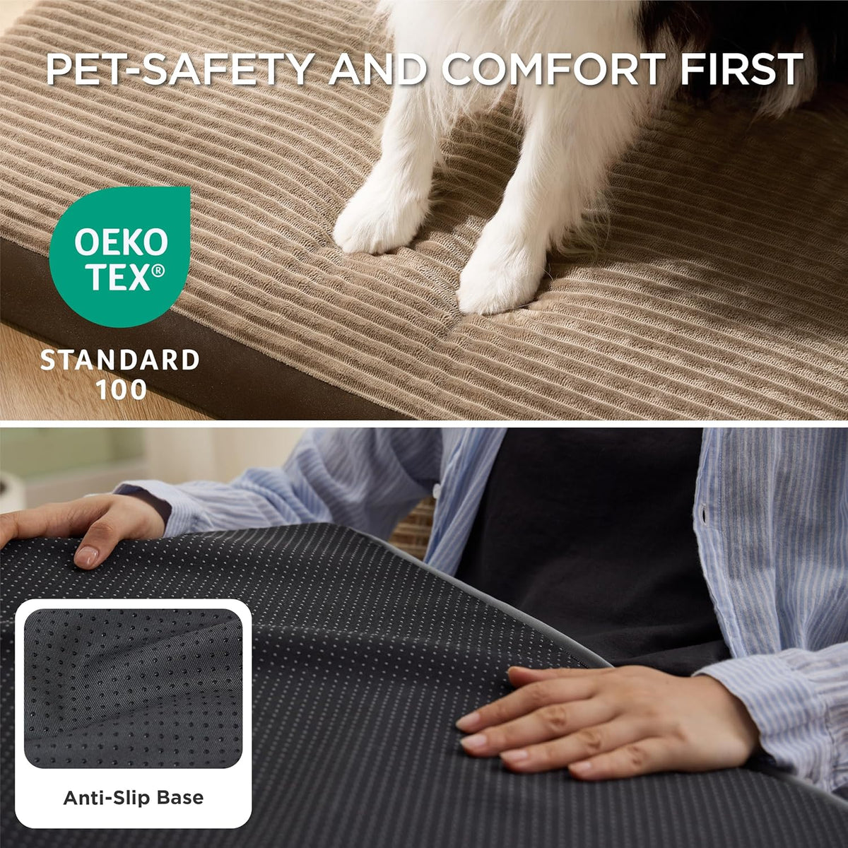 Bedsure Dog Bed Medium Size Dog - Orthopedic Pet Beds with Removable Machine Washable Cover, Egg Crate Foam Puppy Pad, Suitable for Pet Up to 35 lbs, 29"x18"