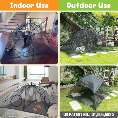 Outdoor Cat Play Tent for Indoors and Outdoors (X- Large Portable Pet House, Outdoor Cat Enclosure for Cats, Rabbits and Small Animals Easy to Connect with Run Tunnels, Cubes (Patented)