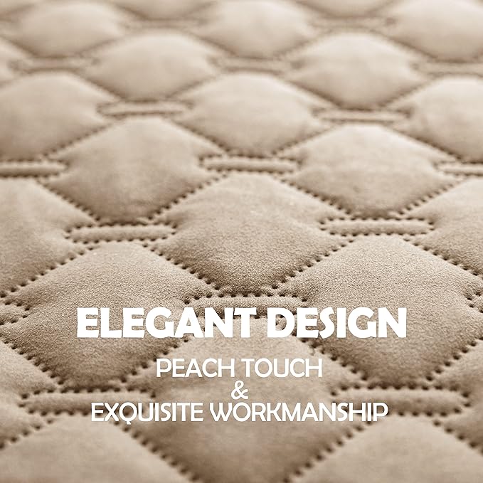 gogobunny Waterproof Dog Blankets for Large Dogs, Pet Bed Cover Breathable | Washable Pee Pads, Quilted Throw Blanket, Furniture Protector for Couch Sofa Bed Car, 82x82 Inch Dark Beige