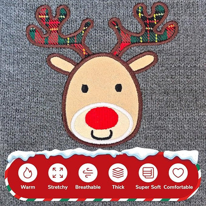 PETCARE Reindeer Christmas Dog Sweater Gray Cat Sweater Vest Cartoon Elk Pet Holiday Dog Clothes Puppy Sweaters for Small Medium Large Dogs Cats Fall Winter Outfits Xmas Dogs Costume,Small