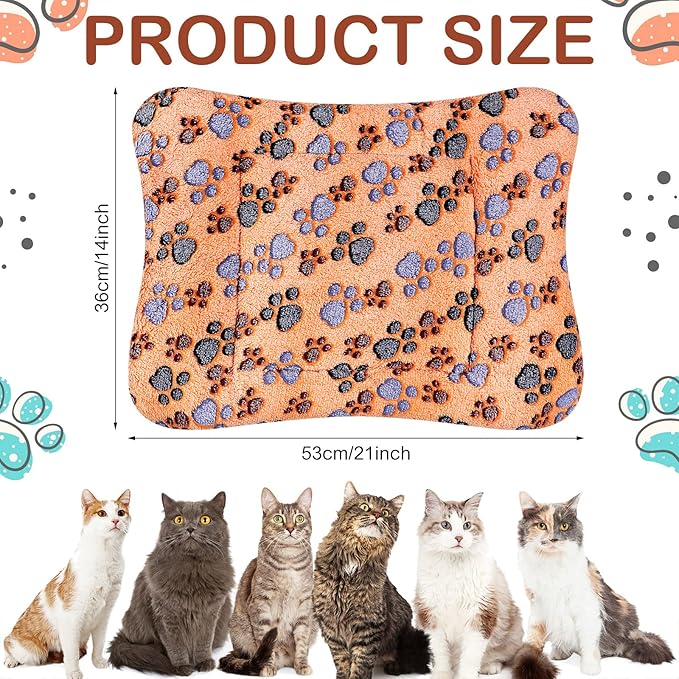 4 Pack Ultra Soft Dog Cat Bed Mat with Cute Prints Reversible Fleece Dog Crate Kennel Pad Cozy Washable Thickened Hamster Guinea Pig Pet Bed Mat for Small Animals(21 x 14 Inches,Vivid Color)