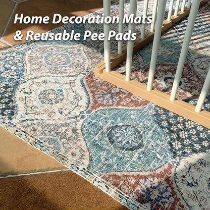 nunubaby Washable Pee Pads for Dogs, Stylish, Non-Slip and Leak-Proof Pee Pads. Reusable Potty Pads for Dogs for Crates and Floors.(Dark Red/Multi,36" x36" )