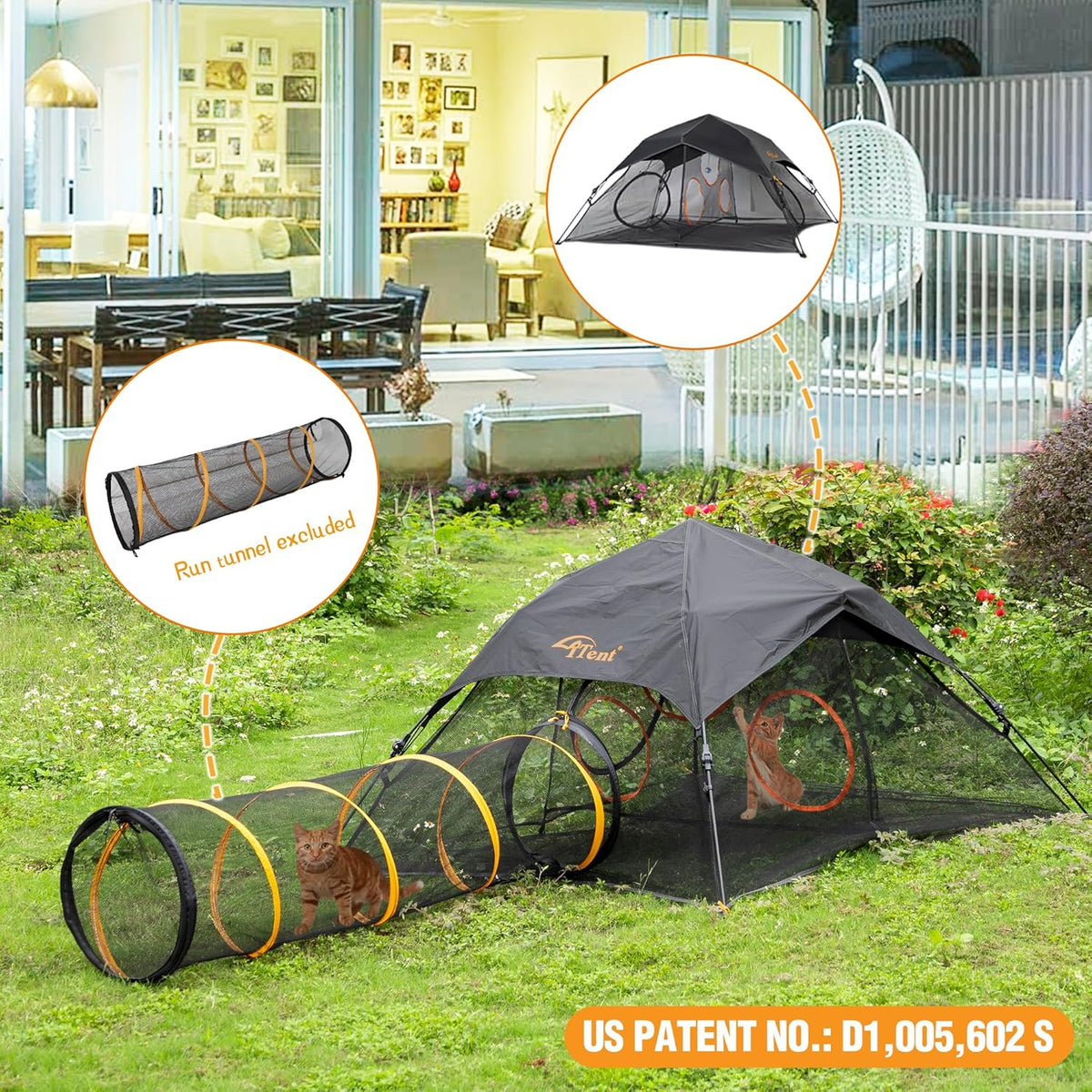 Outdoor Cat Play Tent for Indoors and Outdoors (X- Large Portable Pet House, Outdoor Cat Enclosure for Cats, Rabbits and Small Animals Easy to Connect with Run Tunnels, Cubes (Patented)