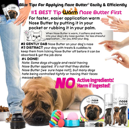The Blissful Dog Bullmastiff Nose Butter for Dry, Cracked Skin, Lick-Safe Dog Nose Balm with Moisturizing Shea Butter, Almond, Olive, and Essential Oils, Pet Supplies, Uncented, 0.50 oz.