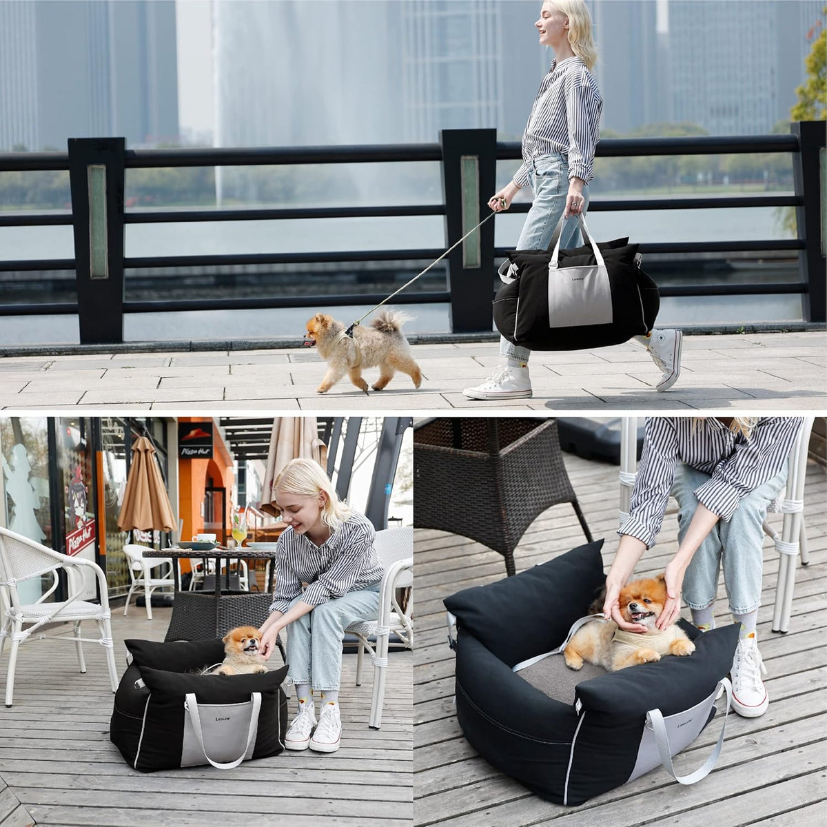 Memory Foam Car Booster Seat. Padded, secure travel seating for small dogs.