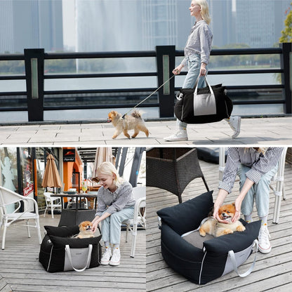 Memory Foam Car Booster Seat. Padded, secure travel seating for small dogs.