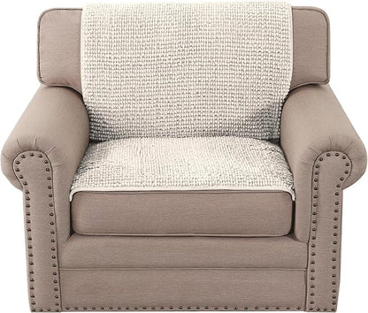 H.VERSAILTEX Plush Chenille Couch Armrest Cover 2 Packs Thick and Soft Sofa Covers Furniture Protector Cover for Pets (27.5" x 27.5", Ivory)