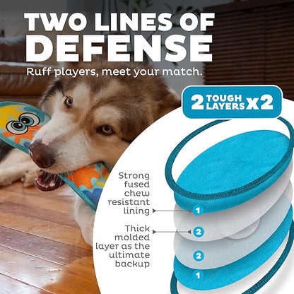 Outward Hound Tough Skinz Durable Squeaky Dog Toy with Two Tough Layers, Snake, Blue, Large