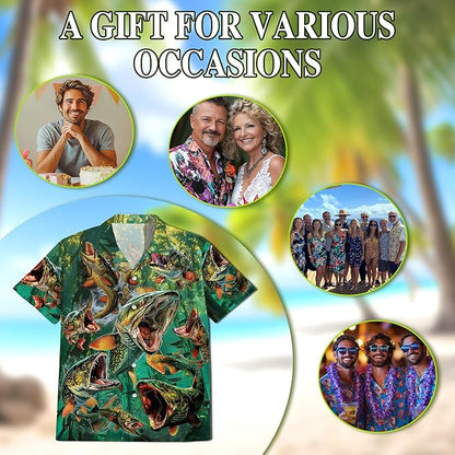 Fishing Crappie Hawaiian Shirt for Men, Button Down Summer Beach Short Sleeve, Fishing Lover Gifts, Sizes S-5XL