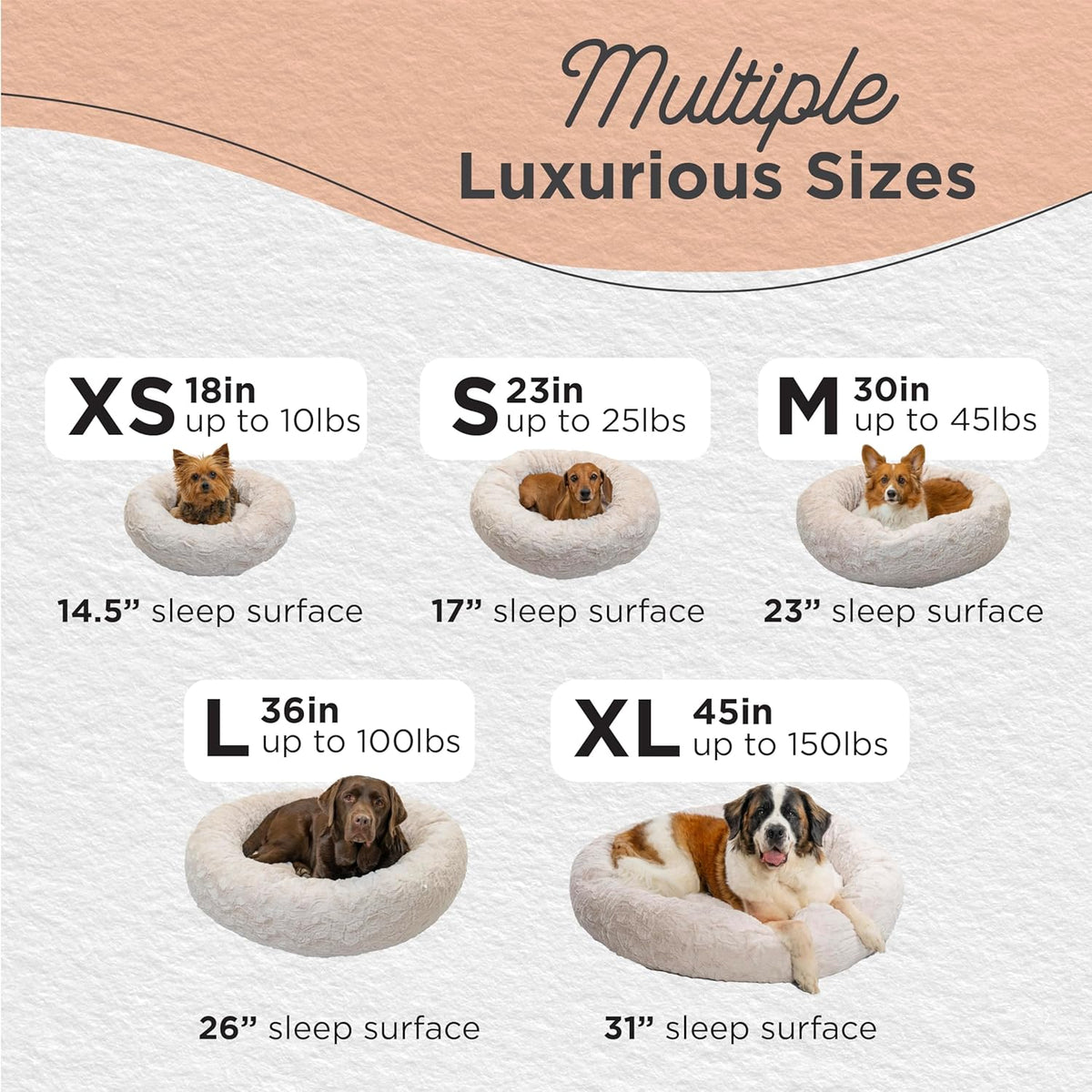 Best Friends by Sheri Original Calming Donut Dog and Cat Bed, Lux Faux Fur, Oyster, (30in x 30in) - Anxiety Relief for Pets Up to 45 lbs