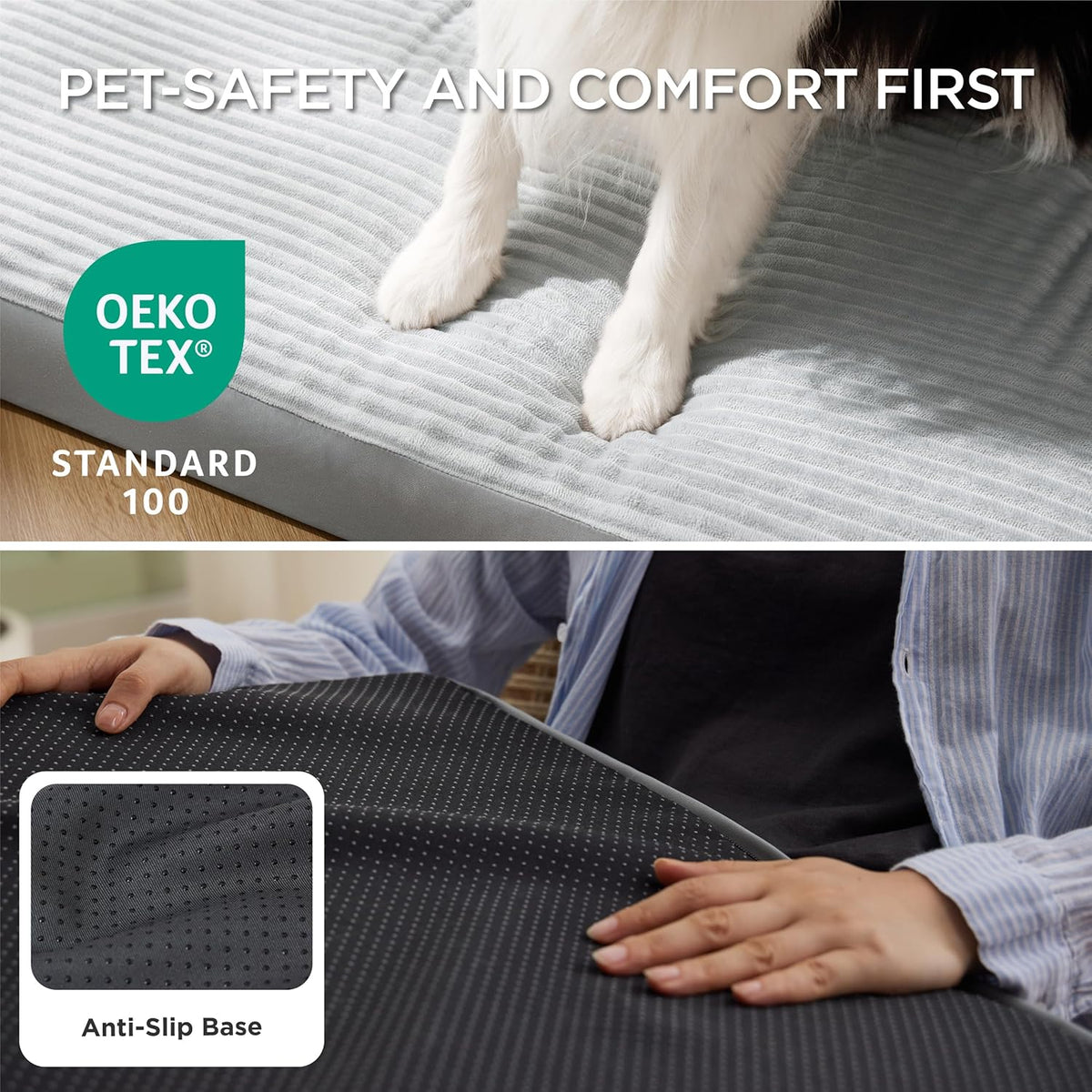 Bedsure XL Dog Bed for Crate - Large Orthopedic Pet Beds with Removable Machine Washable Cover, Egg Crate Foam Puppy Pad, Suitable for Pet Up to 80 lbs, 41"x27"