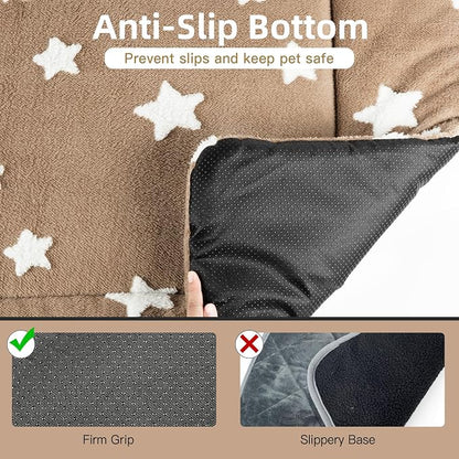 Mora Pets Cat Bed for Indoor Cats Washable Dog Crate Pad Cute Star Dog Bed Mat for Small Dogs Pet Kennel Pad for Cage Soft Flat Puppy Kitten Cushion for Sleeping Anti-Slip Brown 22 x 13