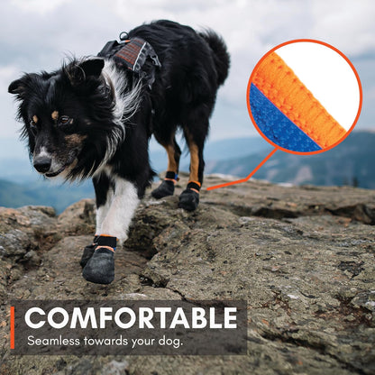 Non-stop dogwear Protector Booties, 4-Pack of Dog Booties for Hot Pavement and Rough Surfaces with Anti-Slip, Waterproof and Comfortable for Large Dogs