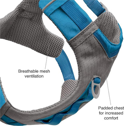 Kurgo Journey Air Dog Harness, Orange, Extra Large | Padded Chest, Ripstop Outer & Breathable Mesh, Back Assist Handle, Rust-Free Aluminum Hardware, Reflective Trim