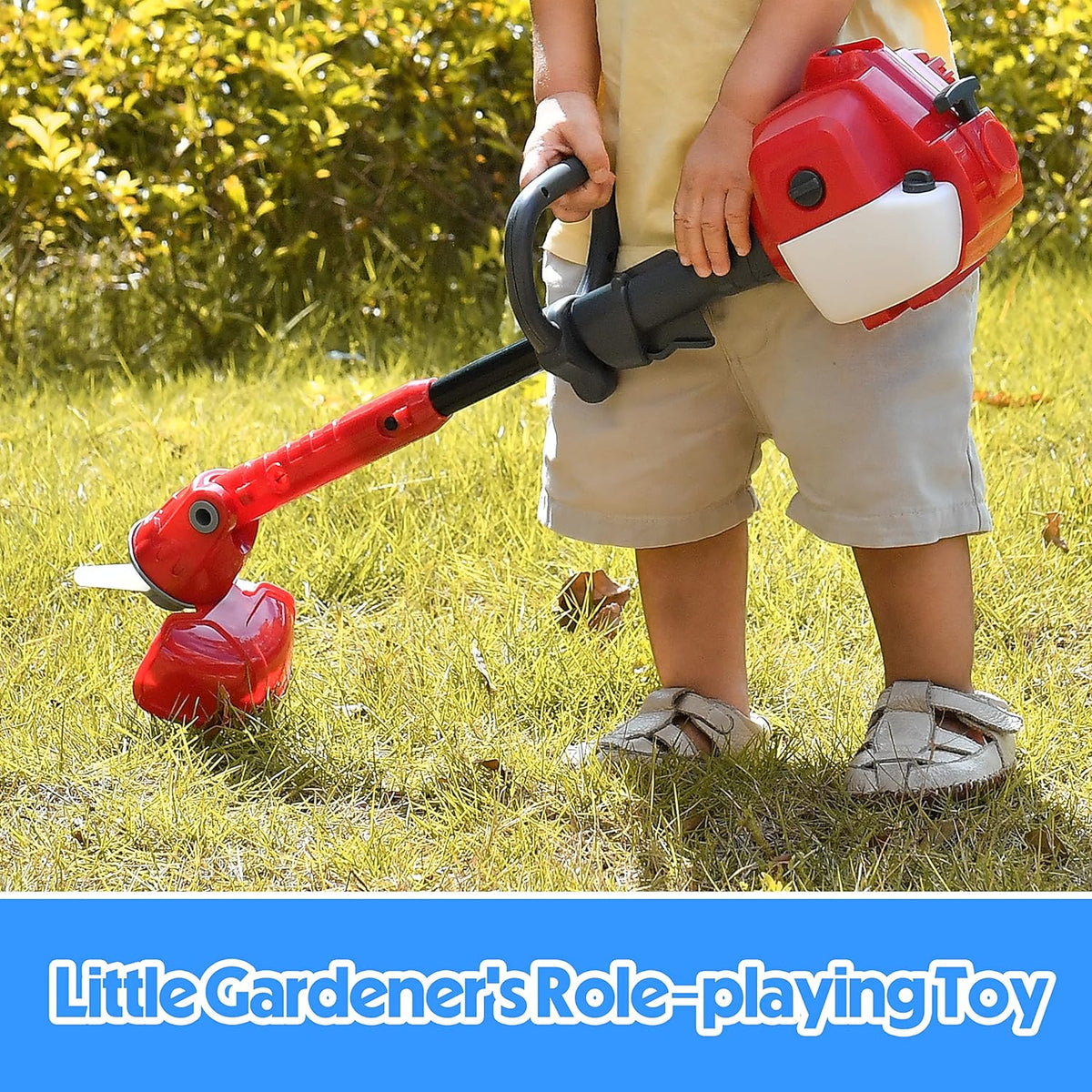 Toy Choi's Toy Trimmer - Power Construction Play Tool Kids Trimmer,Outside Pretend Play Garden Toy with Light Sound,Educational Gift Kid Toddler Tool Set for Boy Girl Age 3, 4, 5,6,7+