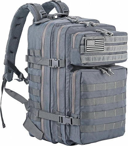 LHI Military Tactical Backpack for Men and Women 45L Army 3 Days Assault Pack Bag Large Rucksack with Molle System - Grey