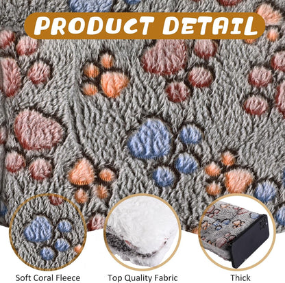 4 Pack Ultra Soft Dog Cat Bed Mat with Cute Prints Reversible Fleece Dog Crate Kennel Pad Cozy Washable Thickened Hamster Guinea Pig Pet Bed Mat for Small Animals(13 x 19 Inches,Gray)