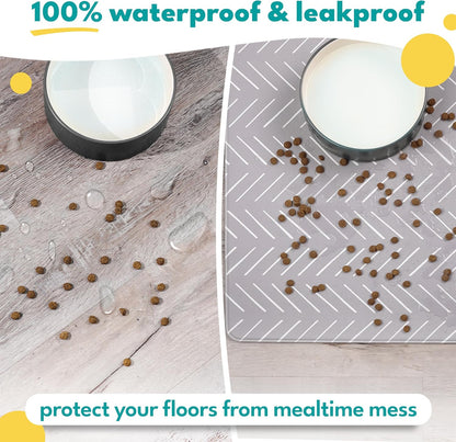 NALALAS Large Dog Mat for Food and Water, Cat Feeding Mat | Large Waterproof Dog Bowl Mat | Non-Slip Pet Food Mat for Floors | Pet Mats for Food and Water | Easy to Clean