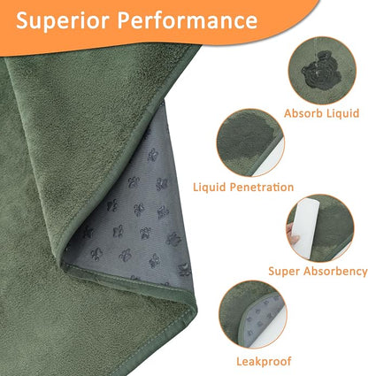 Bunlitent Reusable Pee Pads for Dogs, Whelping Pads, 63'' x 63'', 3 Packs | Green, Extra Large, Quick-Dry, Non-Slip, Waterproof, Fast Absorbent, Reusable Floor Mat, For Puppy, Senior Dog, Incontinence