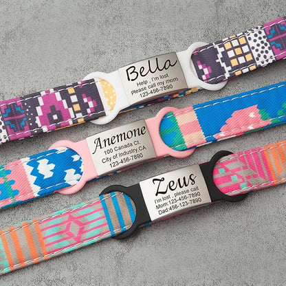 Anavia Slide On Silent Pet ID Tags, S/M/L/XL Personalized Multi-Color Silicone Band Cat Dog Name Tags, Customized Engraved Stainless Steel, Chew-Proof Quiet Dog Collar Tags (Medium, Blue)