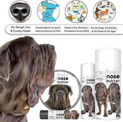 The Blissful Dog Neapolitan Mastiff Nose Butter for Dry, Cracked Skin, Lick-Safe Dog Nose Balm with Moisturizing Shea Butter, Almond, Olive, and Essential Oils, Pet Supplies, Uncented, 2 oz.