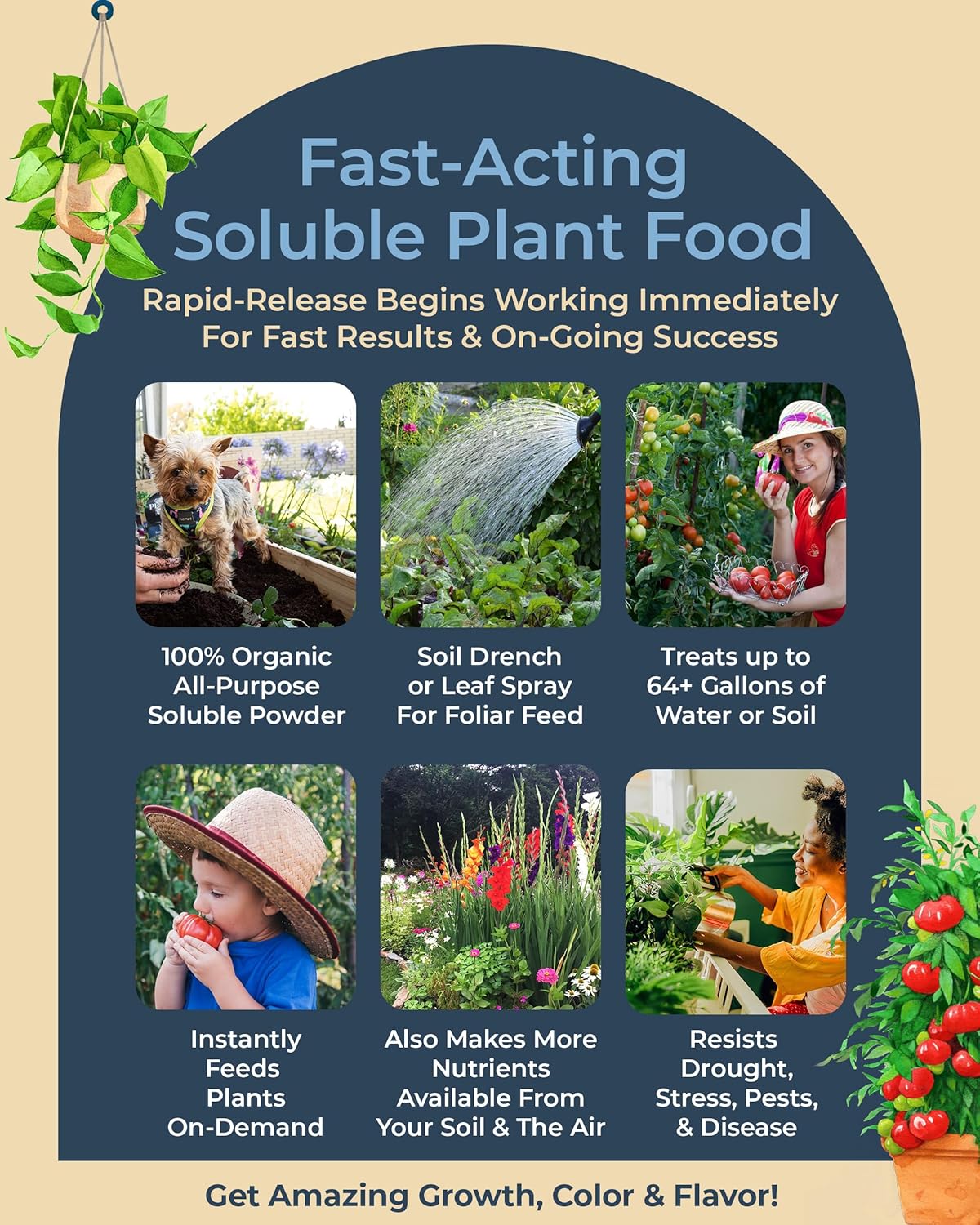 Organic Plant Magic - Truly Organic™ Fast-Acting Soluble Plant Food: All-Purpose Fertilizer Concentrate for All Flower Vegetable Herb Fruit Tree Shrub Container Garden & House Plants [Two 1 lb Bags]