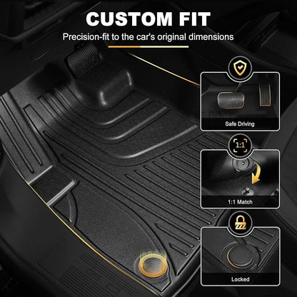 AOMSAZTO Floor Mats for Ford Bronco Sport 2021 2022 2023 2024 2025 2026-1st & 2nd Row All Weather Protection Car Floor Liners Waterproof Mats