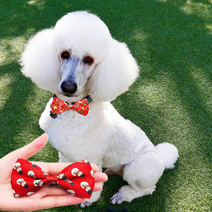 PET SHOW 10pcs/Pack 4.5 * 2.5" Christmas Large Dogs Collar Attachment Bow Ties Xmas Parties Medium Dog Cats Collar Charms Accessories Slides Bowties Assorted
