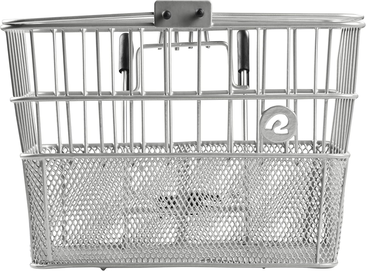 Retrospec Apollo Detachable Front Bike Basket Steel Half-Mesh with Integrated Detachable Hooks and Built-In Handle, Easy Assembly and Portability for Bicycles
