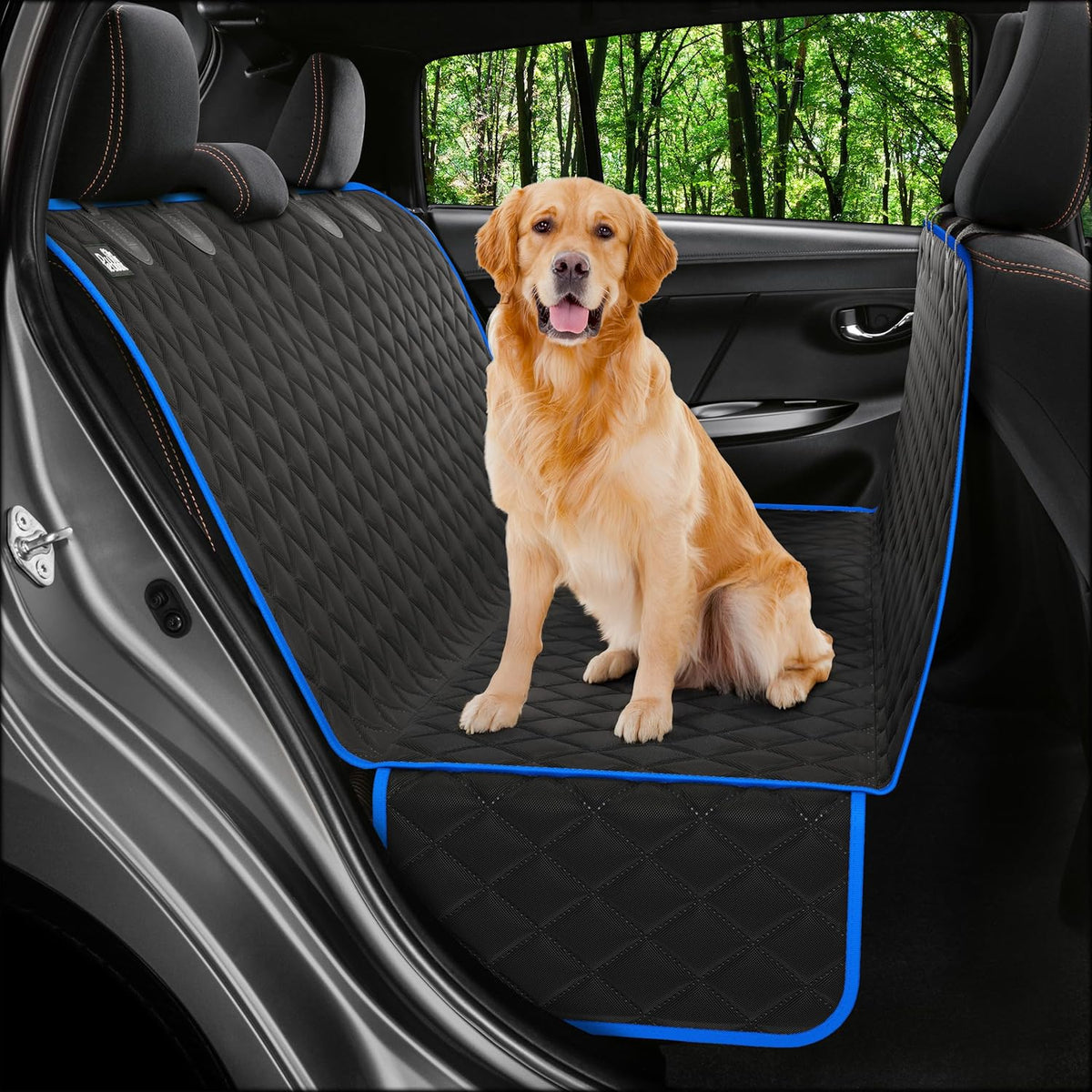 Dog Car Seat Cover for Back Seat, Waterproof Hammock for Car, SUV & Truck, Non-Slip Backseat Cover for Dogs, Heavy-Duty Dog Hammock Style Seat Protector Pets, Easy to Install & Clean