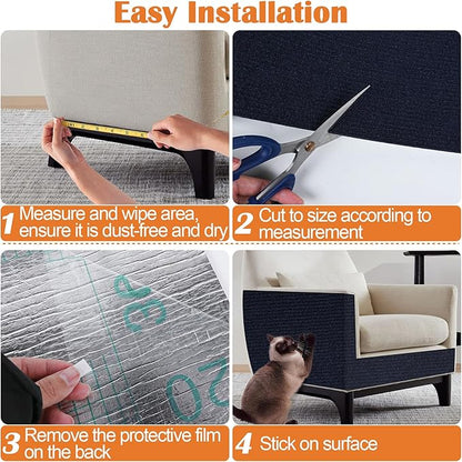 Cat Scratch Furniture Protector - 138" x 13.8" Trimmable Self-Adhesive Cats Claws Scratch Pads, DIY Cat Climbing Couch Protector for Scratch Post Cat Tree Replacement Indoor (Dark Blue)