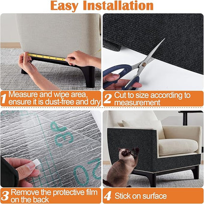 Cat Scratch Furniture Protector - 40" x 15.8" Trimmable Self-Adhesive Cats Claws Scratch Pads, DIY Cat Climbing Couch Protector for Scratch Post Cat Tree Replacement Indoor (Black)