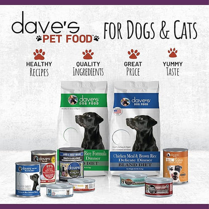 Dave's Pet Food Kidney Support Dog Food (Tuna Pate), Non-Prescription, Low Phosphorus, Low Sodium, Wet Canned, Renal Kidney Care, Vet Formulated, 5.5 oz (24 Pack)