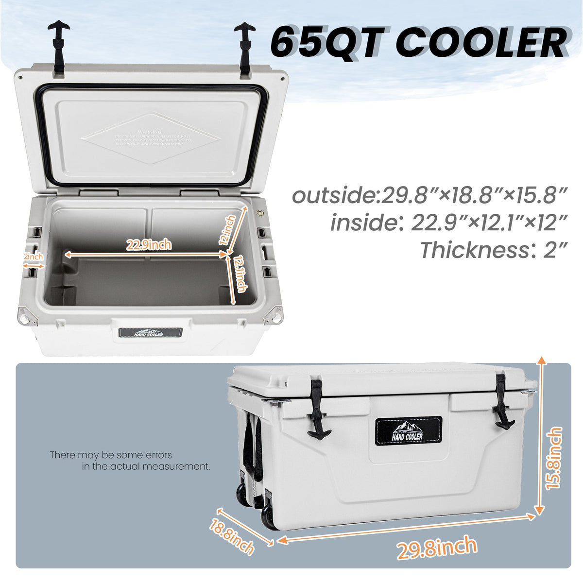 White outdoor Camping Picnic Fishing portable cooler 65QT Portable Insulated Cooler Box