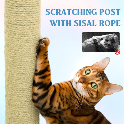 71 inch flower cat tree with large condo removable flower cushion and hammock blue