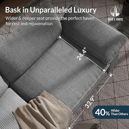 HERA'S HOUSE 158" Modular Sectional Sofa, Oversized U Shaped Couches for Living Room, Comfy Cloud Couch with Ottoman, 6-Seater Deep Seat Sofa with Throw Pillow, Corduroy Grey