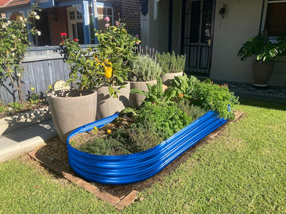 Land Guard Galvanized Raised Garden Bed Kit, Galvanized Planter Raised Garden Boxes Outdoor, Oval Large Metal Raised Garden Beds for Vegetables 4 x 2 x 1ft(1pcs) (Blue)…