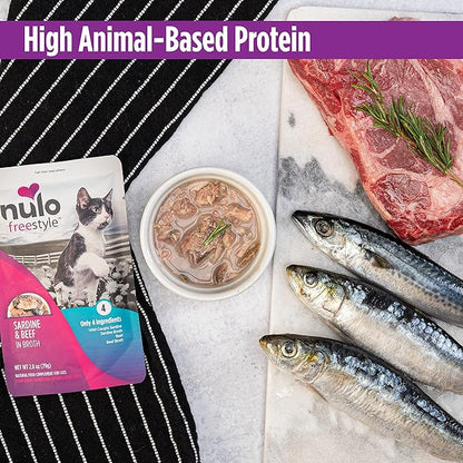 Nulo Freestyle Cat & Kitten Wet Cat Food Pouch, Premium All Natural Grain-Free Soft Cat Food Topper with Amino Acids for Heart Health and High Animal-Based Protein