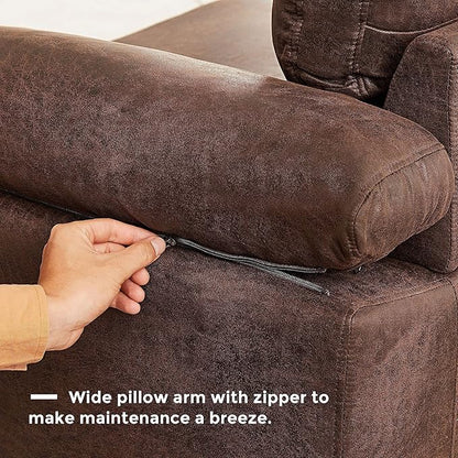 VANOMi 100" Couches for Living Room, Faux Leather Sectional Sofa with Chaise, Convertible L-Shape Sofa & Couches for Living Room,3 Seater, Apartment, Right/Left-L-Shaped, Dark Brown