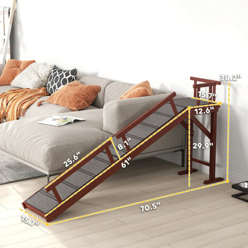 PawHut Wooden Dog Ramp With Removable Guardrails, Non-Slip Surface,