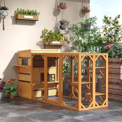 3-Tier Kitty Shelter With 5 Escape Doors, Weather Resistant, Yellow & Black