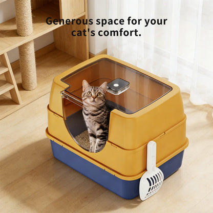 Dark Gray Top Entry Fully Enclosed Cat Litter Box , Anti Splash & Odor Locking, For Large Cats & Multi Cat Households Plastic Bring A Spoon