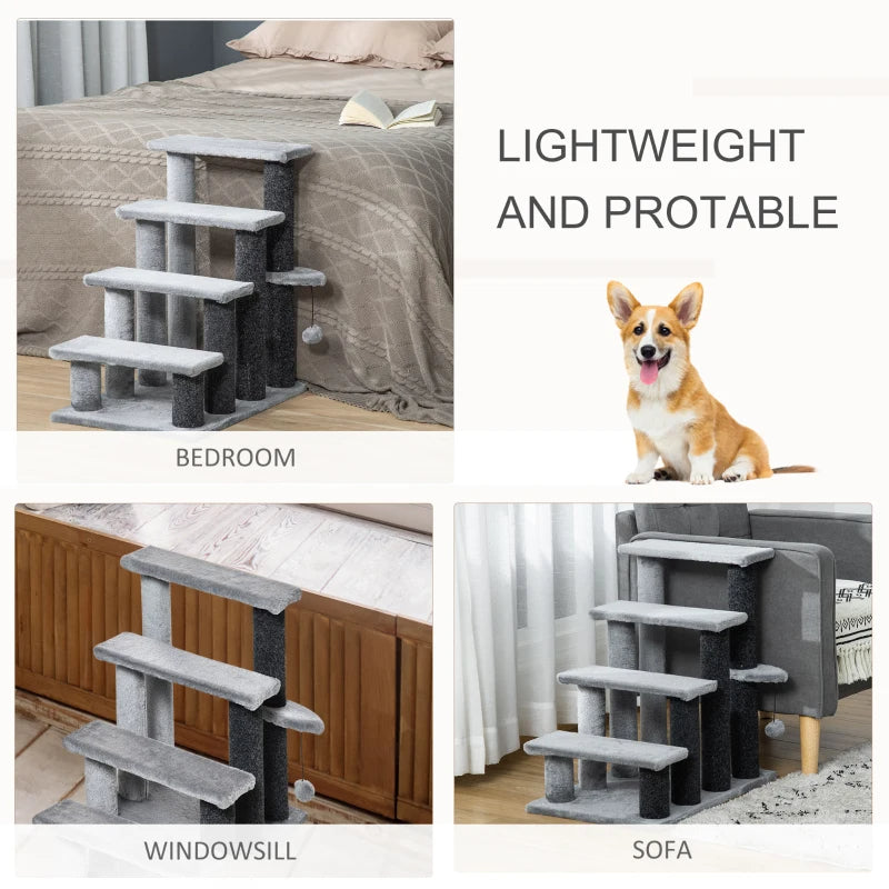 Cat Tree, Cat Tower Cat Stair Steps With Scratching Post, Hanging Play Ball For High Bed, Sofa, Indoor Outdoor