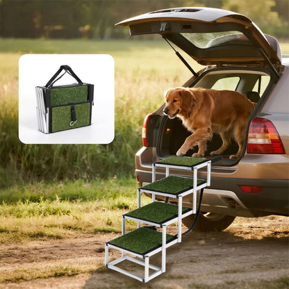 Foldable Dog Ramp For Cars, SUVs, Trucks, Portable Pet Dog Stairs For Large Dogs With Non-Slip Surface  Reinforced Design, Lightweight Yet Sturdy Supports Up To 250lbs