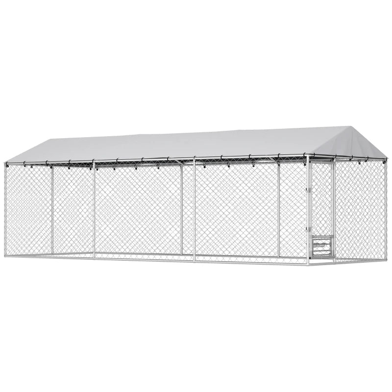 Dog Kennel Outdoor Dog Run Waterproof UV-Resist Cover Lockable Door Adjustable Bowls 20 X 7.5 X 6.5ft,Multiple Packages