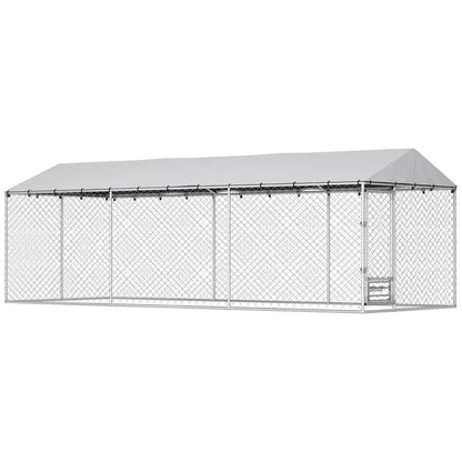 Dog Kennel Outdoor Dog Run Waterproof UV-Resist Cover Lockable Door Adjustable Bowls 20 X 7.5 X 6.5ft,Multiple Packages