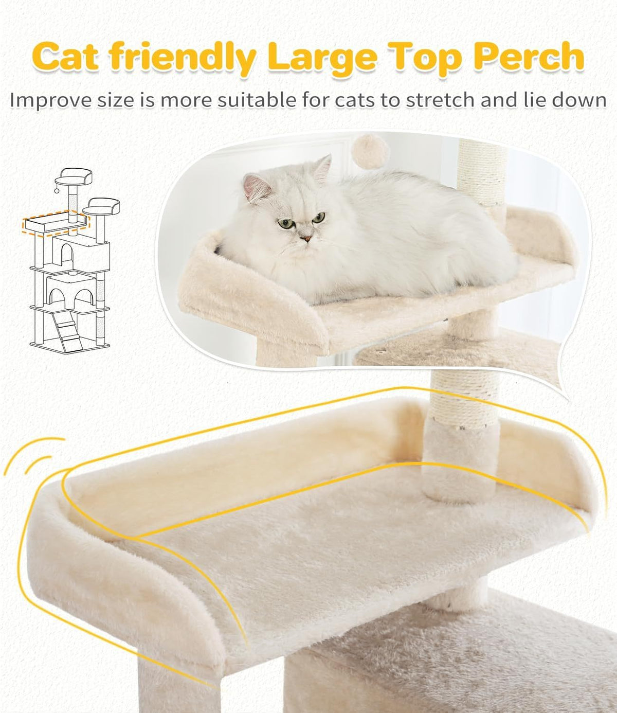 Made4Pets 56-inch Multi-Tier Cat Tree, Indoor Cat Cat Bed, Scratching Post, Toy, Activity Center, Playhouse, Kitten